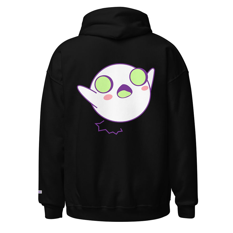 Vue arrière du sweat à capuche Autisme noir avec illustration Autighost