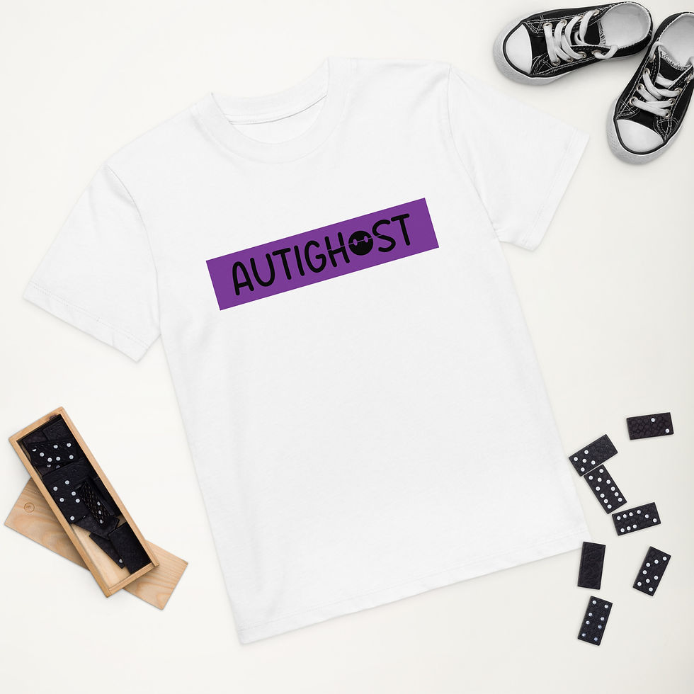 T-shirt Autighost pour enfant blanc avec logo violet