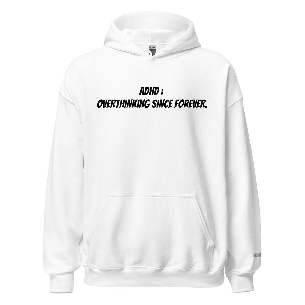 Sweat à capuche ADHD blanc avec phrase