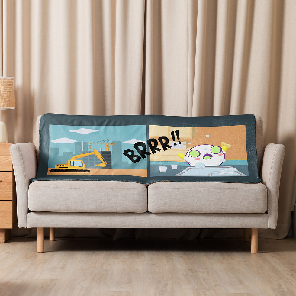 Couverture sherpa Autighost replié à moitié sur un canapé