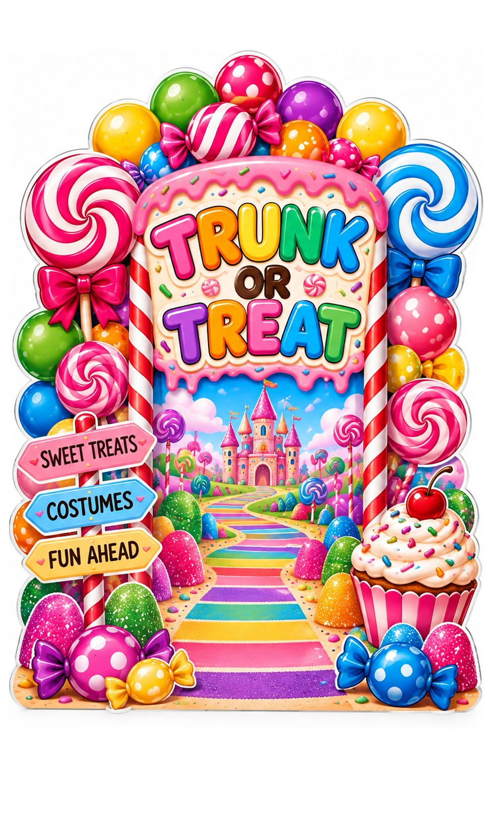 Miniatura: Candyland cupcake freestanding Trunk or Treat cutout