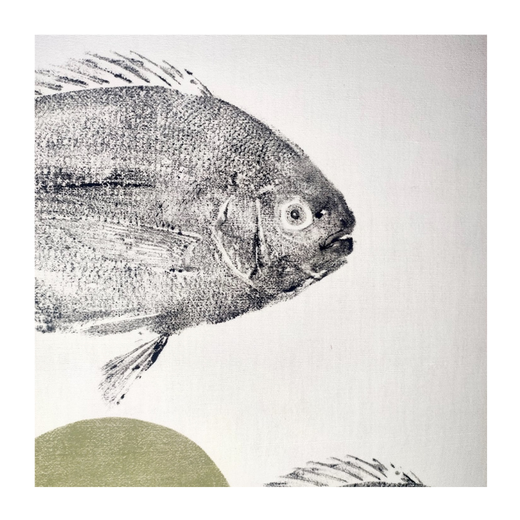 Miniature : Gyotaku "banc de dorades" - 50x50cm