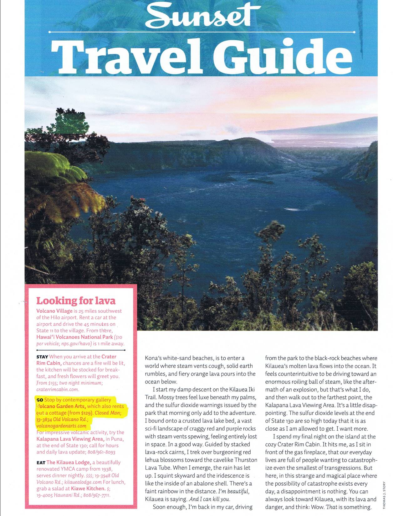 Sunset Travel Guide Article