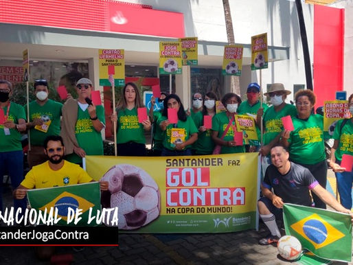 Santander: trabalhadores protestam em todo país contra compensação de horas de jogos do Brasil