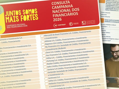 Consulta Nacional dos Financiários já está aberta e vai orientar a pauta de reivindicações da Campanha Nacional 2026