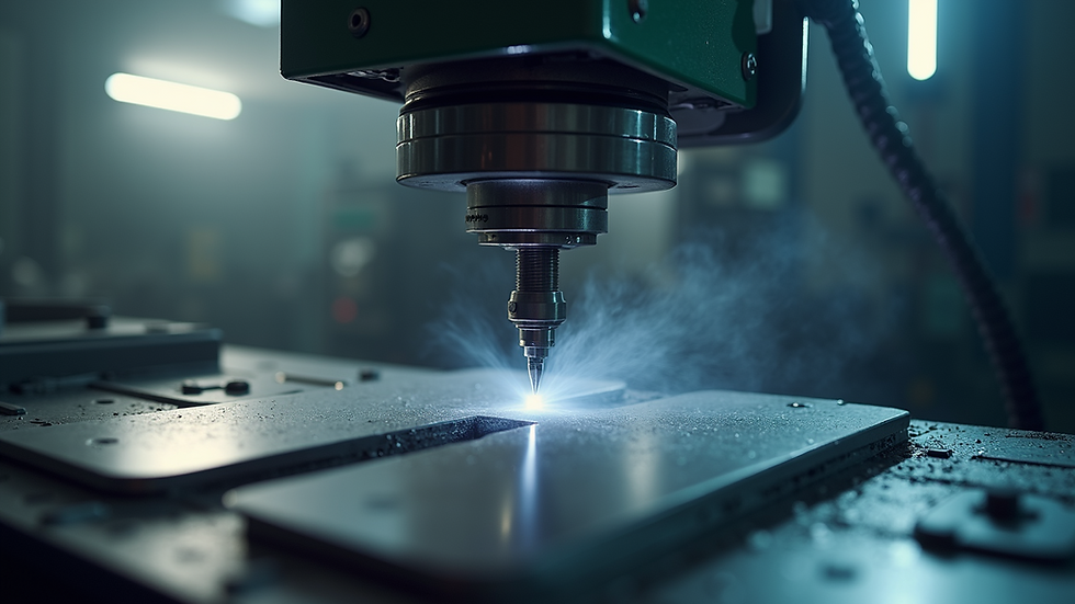 Eye-level view of precision machining equipment in operation