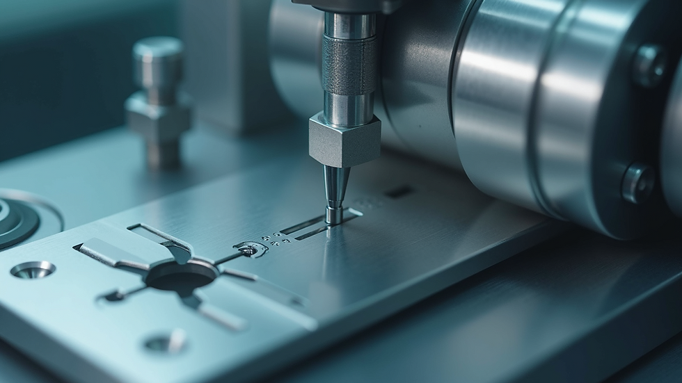 Close-up view of precision-machined metal component used in medical devices