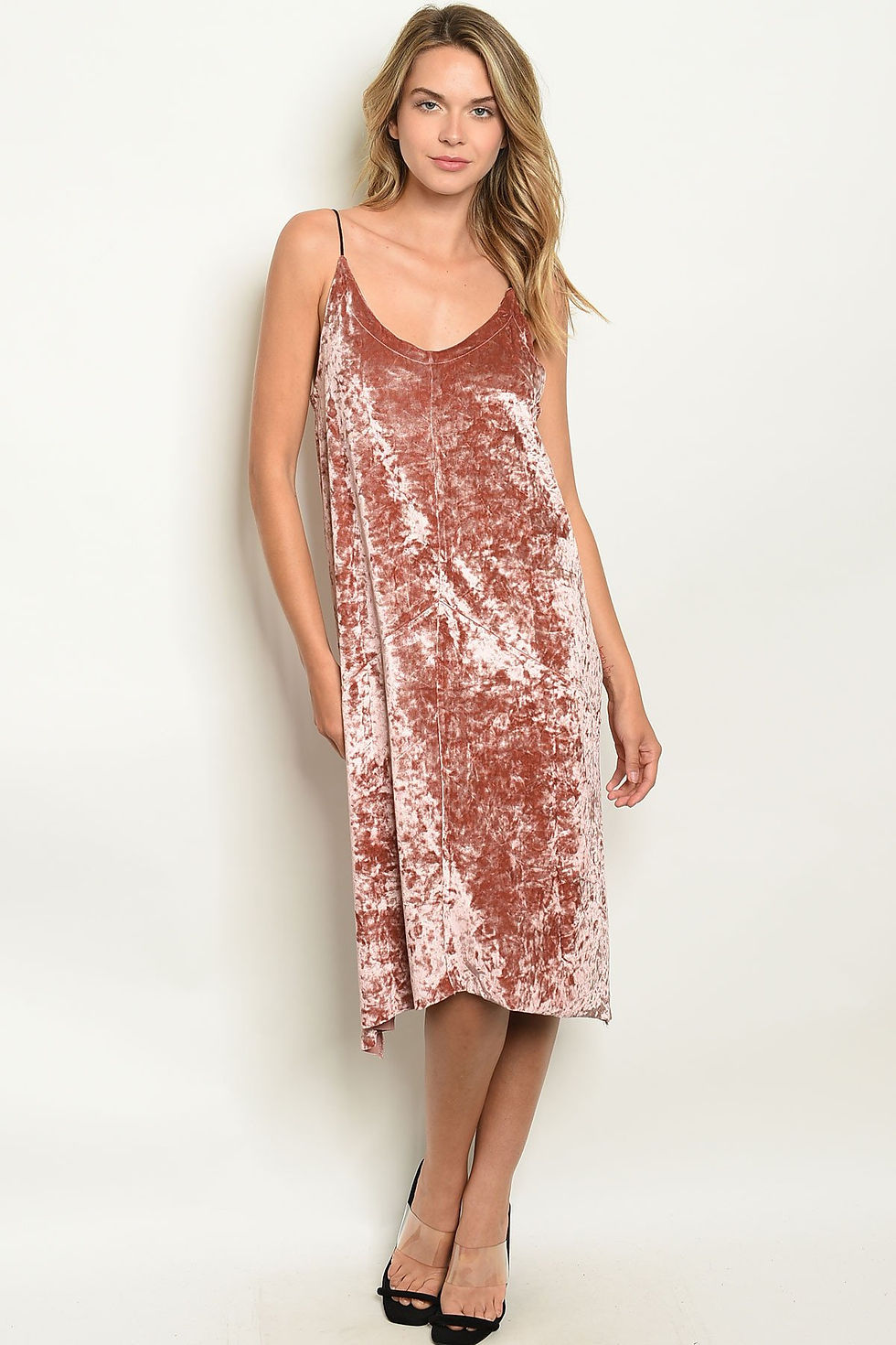 Thumbnail: Womens Mauve Velvet Dress