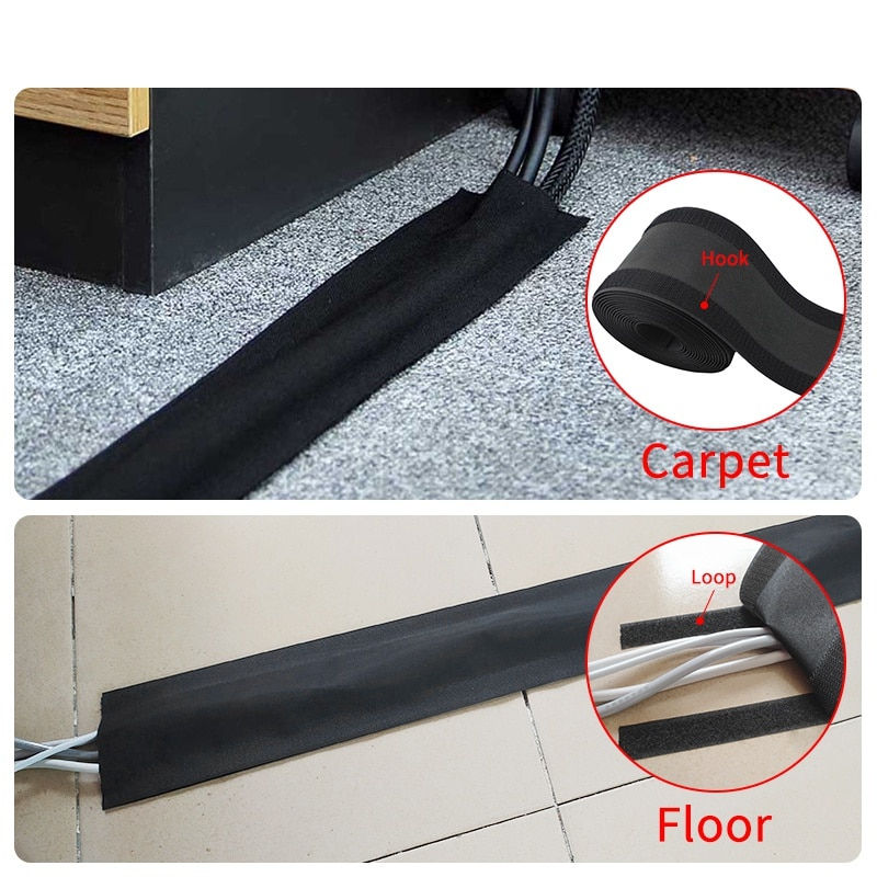 Thumbnail: 1 Meter Soft Adjustable Hook and Loop Office Desk Wire Cable Cover