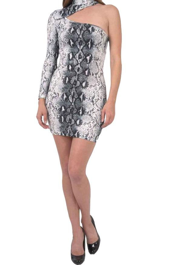 Thumbnail: Reeves One-Sleeve Snake Print Mini Dress