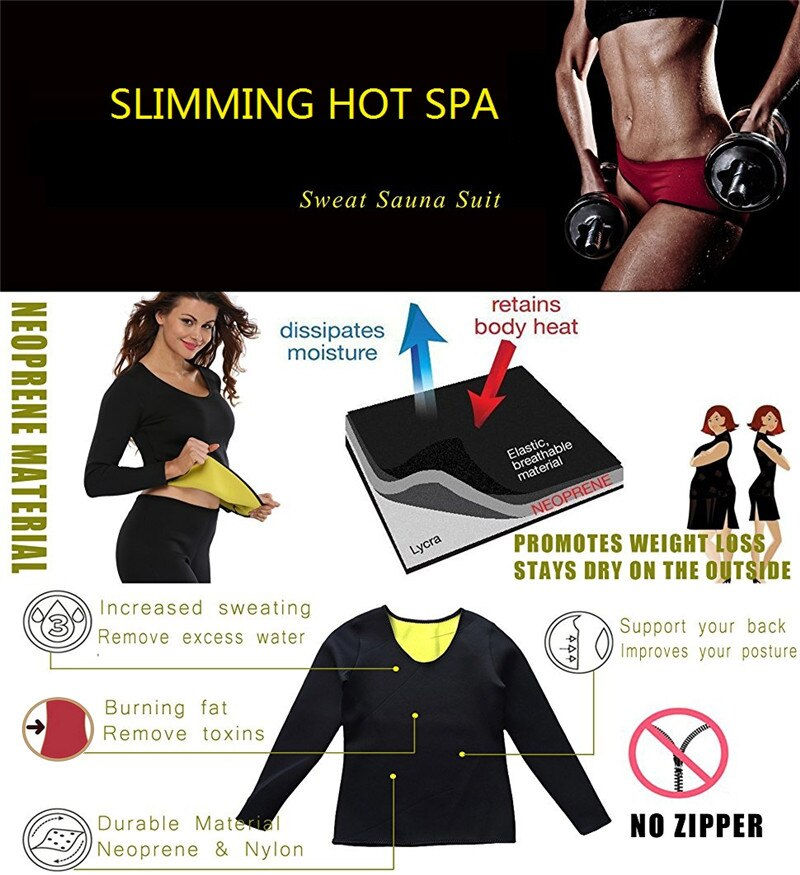 Thumbnail: Neoprene Sauna Suit Long Sleeve Top + Legging Sports Set Control