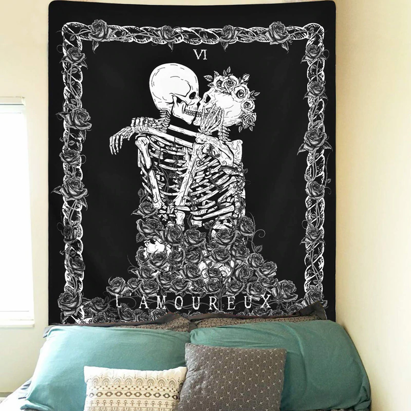 Thumbnail: White Black Sun Moon Mandala Tapestry Wall Hanging Celestial Tapestry Hippie