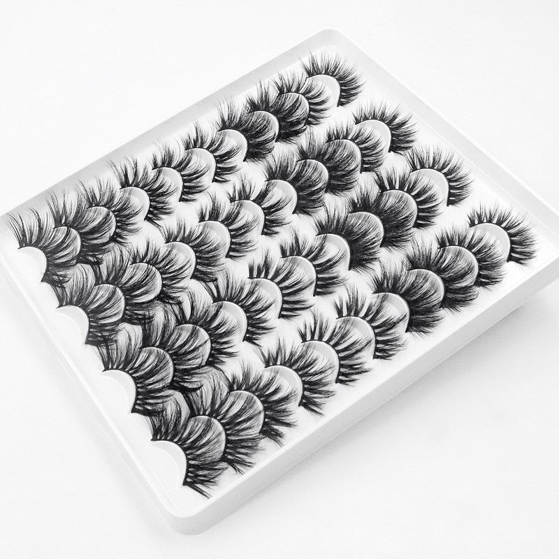 Thumbnail: 5/20pairs 3D Mink Lashes False Eyelashes Natural Long Fluffy Eyelashes Dramatic