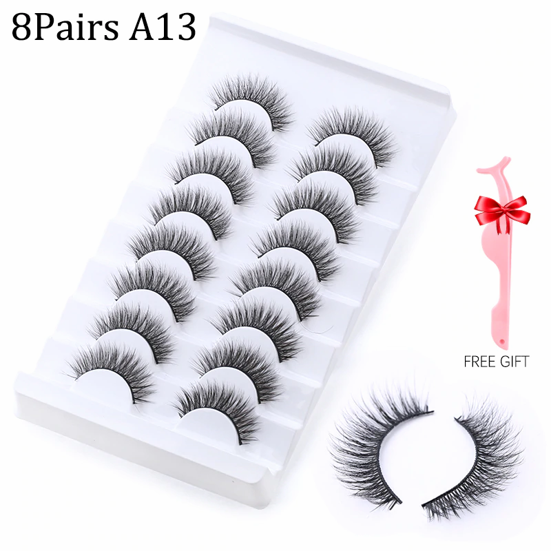 Thumbnail: 5/8/10 Pairs 3D Mink Lashes Natural False Eyelashes Dramatic Volume Fake Lashes