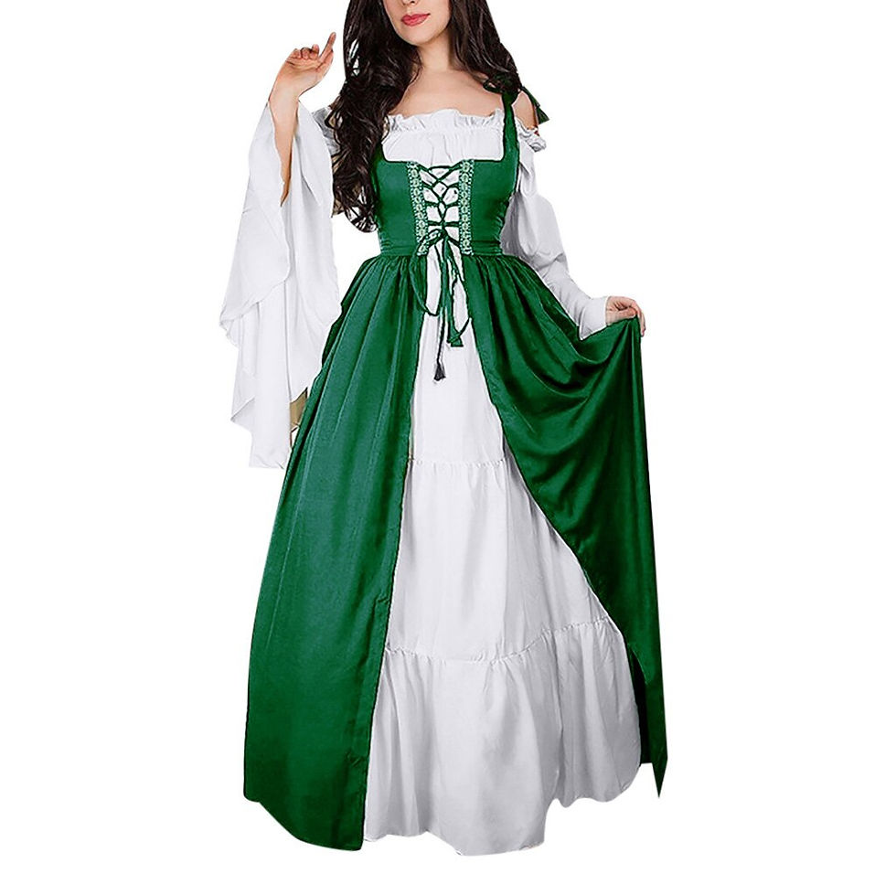 Thumbnail: Square Collar Bundle Corset Medieval Renaissance Vintage Dress Two-Piece Set