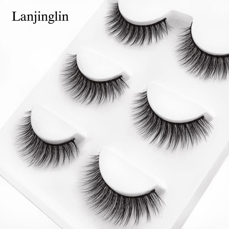 Thumbnail: 3 Pairs Mink Eyelashes Natural False Eyelashes 3D Mink Lashes Makeup Soft