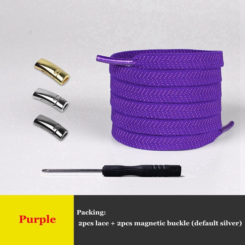 Thumbnail: 1Pair Elastic Magnetic 1Second Locking Creative Quick No Tie  Laces Kids