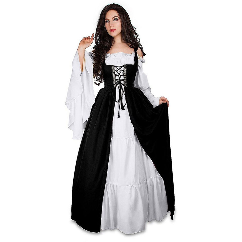 Thumbnail: Square Collar Bundle Corset Medieval Renaissance Vintage Dress Two-Piece Set