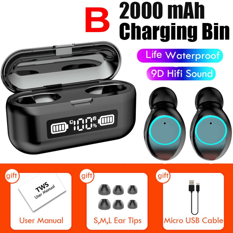 Thumbnail: TWS Bluetooth Sport Wireless Earphones Touch Mini Earbuds With Microphone