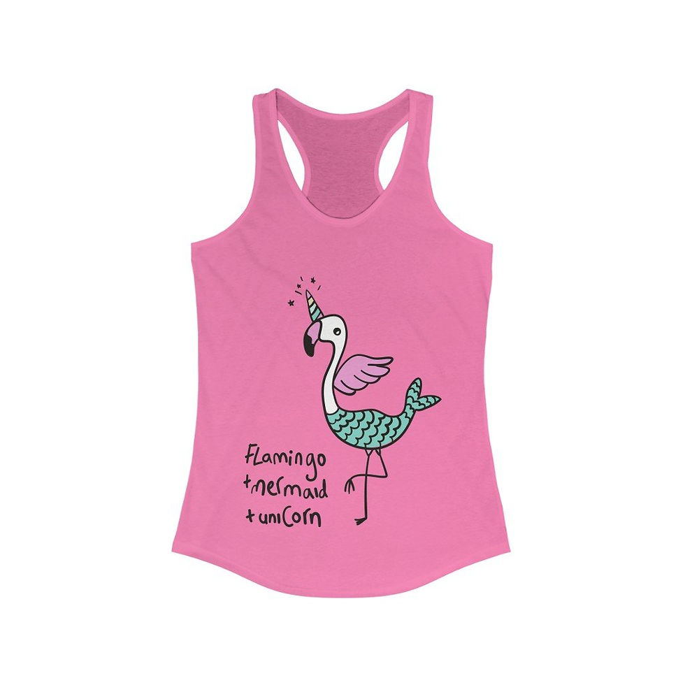 Thumbnail: Flamingo Mermaid Unicorn Racerback Tank Top