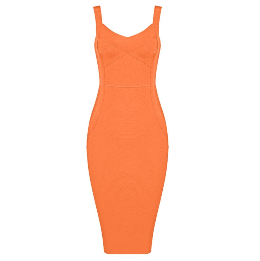 Thumbnail: High Quality Pink Green Red Bodycon Knee Length Rayon
