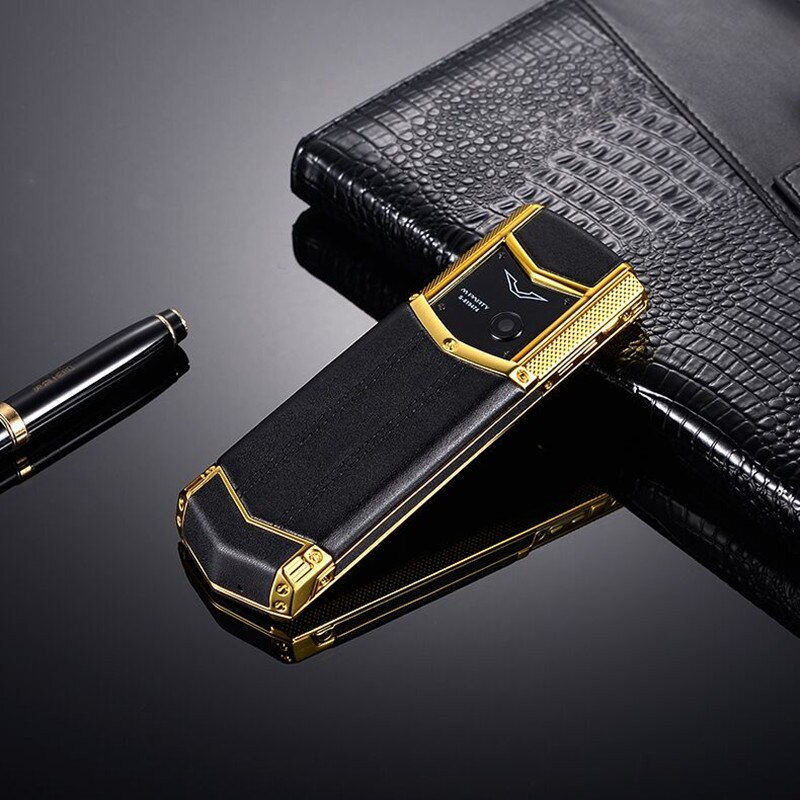 Thumbnail: LT2 Luxury Cell Phone With Metal Body Leather Housing Dual Sim Bluetooth