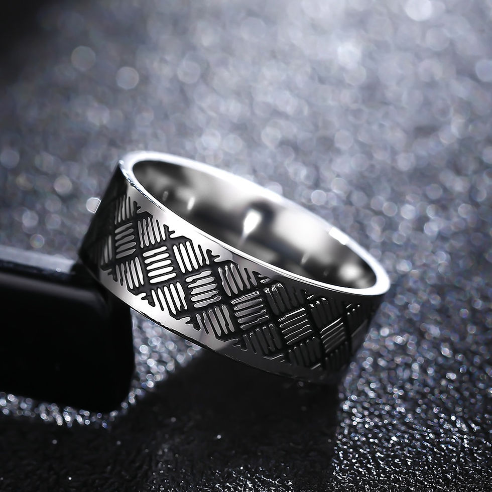 Thumbnail: 8MM Titanium Rings for Men and Women Birthday Gift Triangular Pattern