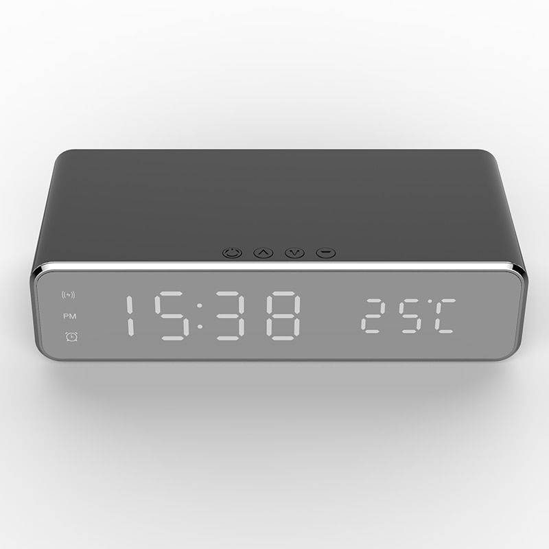Thumbnail: Led Alarm Clock With Wireless Charger Desktop Digital X4 Mobile Phone Chargers