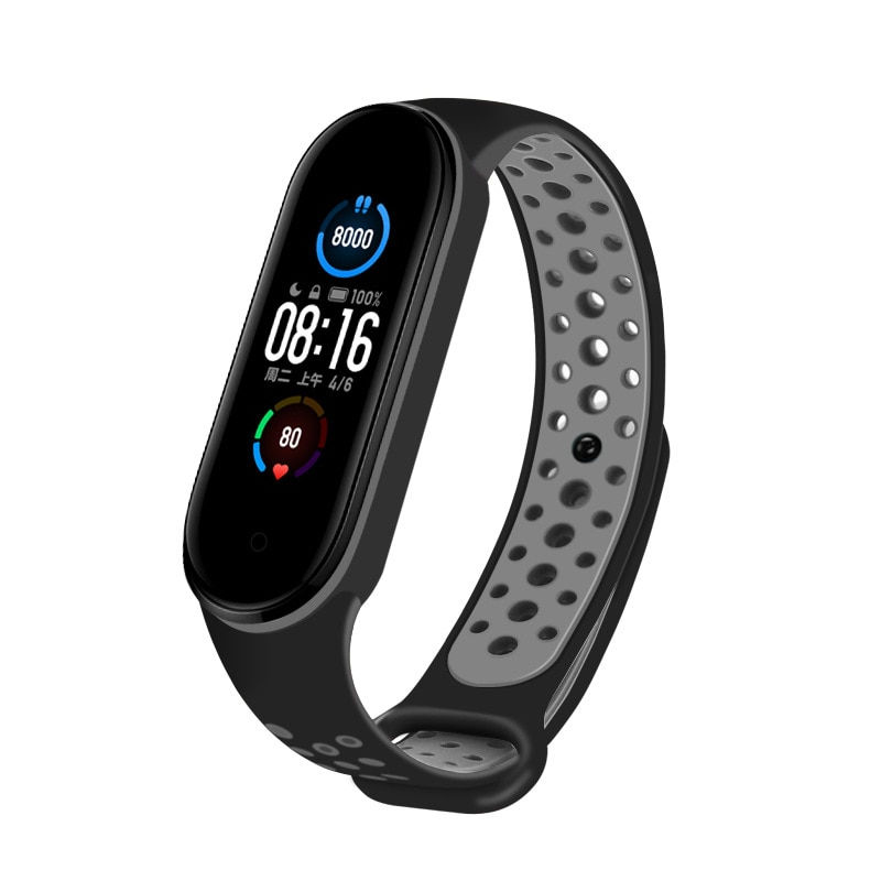 Thumbnail: Strap for Xiaomi Mi Band 5, Silicone Anti-Sweat Replacement Wrist Strap