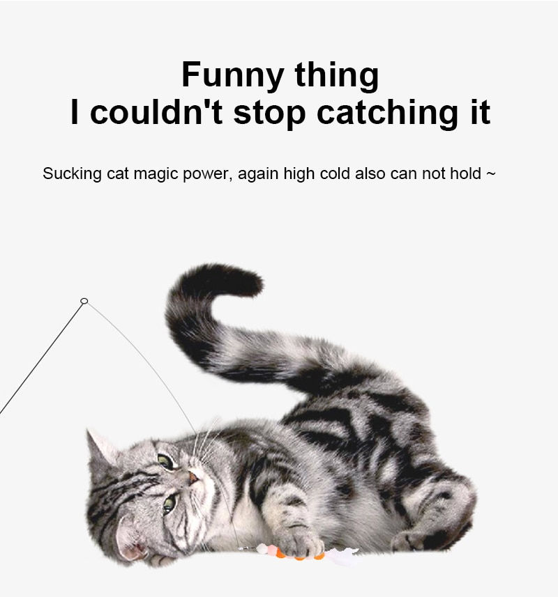 Thumbnail: Cat Toy Feather Replacement Head Interactive Plush Cat Toys Cats Stick Feather