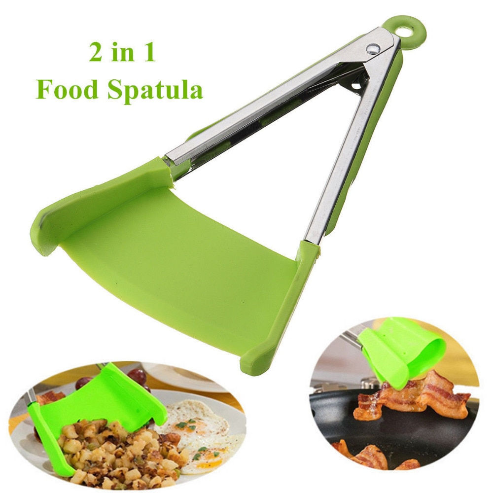 2 in 1 Smart Kitchen Spatula and Tongs Non-Stick Heat Resistant Stainless Steel