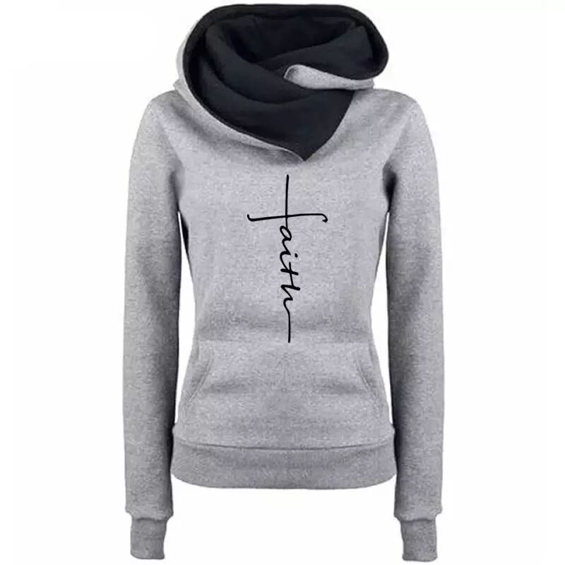 Thumbnail: Faith Embroidered Sweatshirt Long Sleeve Pullovers Christmas Casual Warm