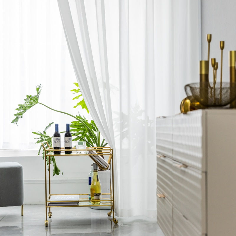 Thumbnail: White Tulle Curtains for Living Room Decoration Modern Chiffon