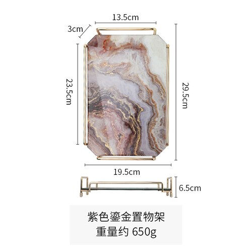 Thumbnail: Marbling Storage Tray Glass Dessert Plate Rectangle Grocery Tea Set Organize