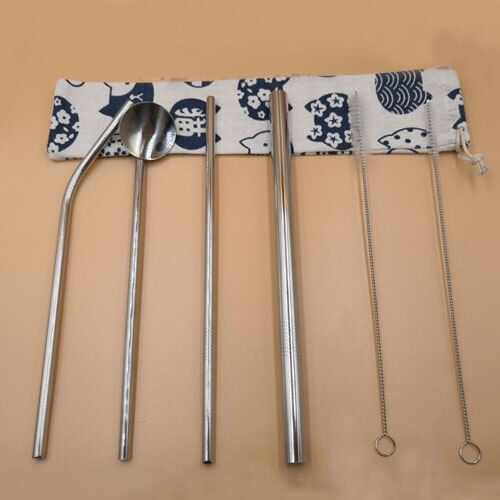 Thumbnail: Friendly 3pcs Stainless Drink Straws Set With Carry Box +1pcs Cleaner Brush