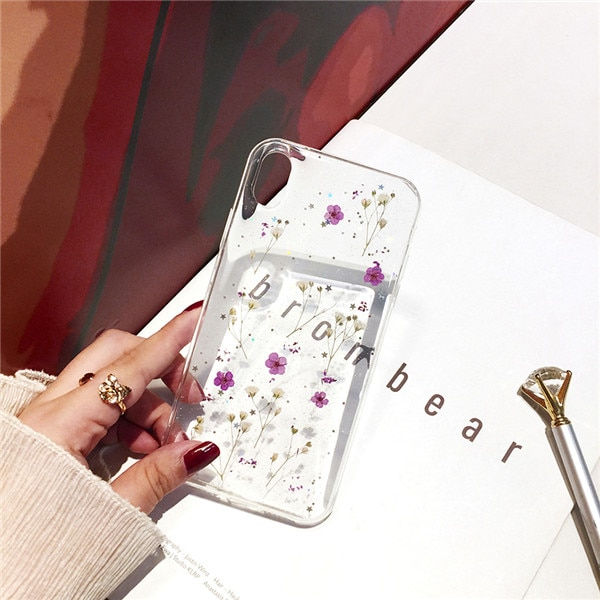 Thumbnail: Real Dry Flower Glitter Clear Case for iPhone 12 Pro Max X  7 8 Plus 6 6s