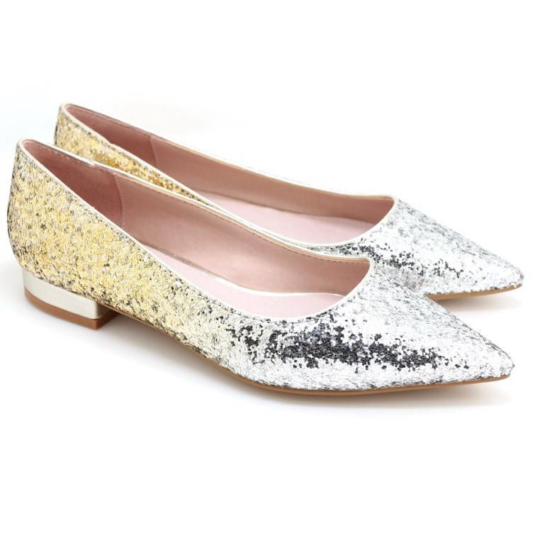 Miniatiūra: Glitter Pointed Toe Ballet Flats (S/Gold)