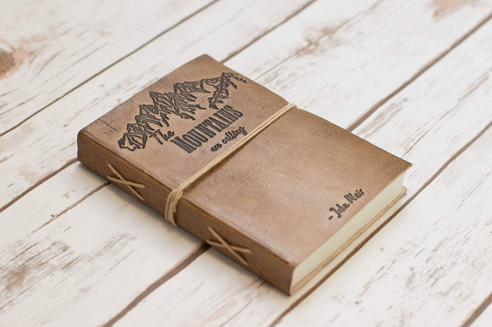 Thumbnail: The Mountains Are Calling John Muir Quote Leather Journal - 7x5