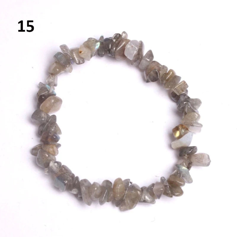Thumbnail: Natural Pink Quartz Crystal Stone Chip Beads Bracelet Stretch Beaded Bracelets