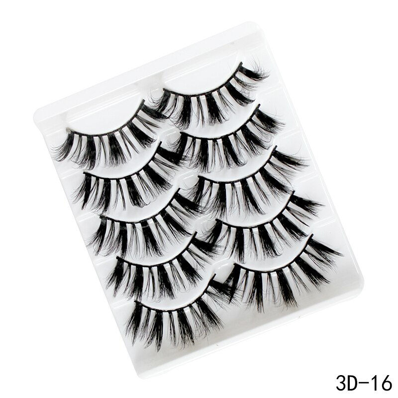 Thumbnail: 5 Pairs 3D Mink Eyelashes Natural False Eyelashes Lashes Soft Fake Eyelashes