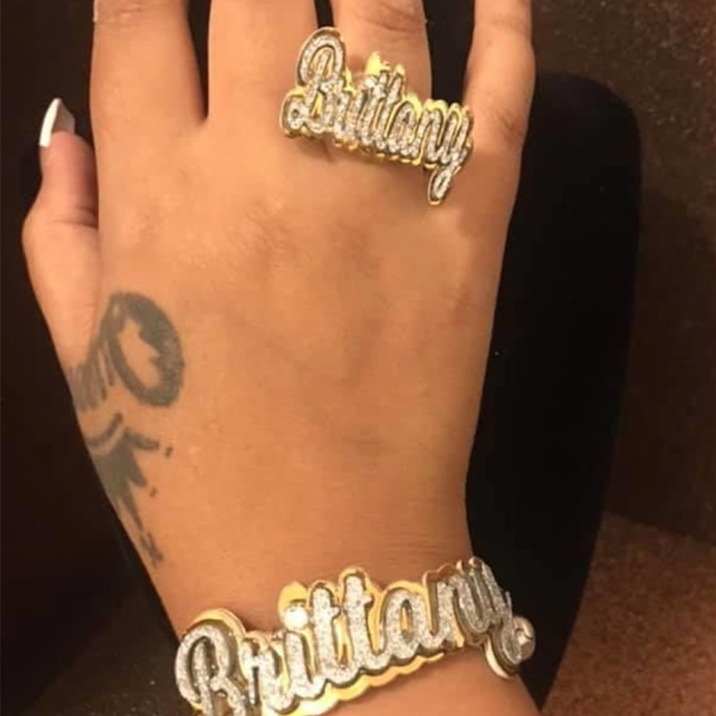 Thumbnail: 3UMeter 2020 New Custom Name Bangle Women Nameplate Bangle Stainless Steel