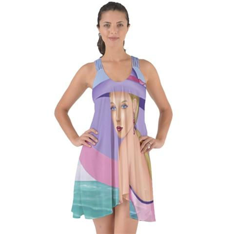 Thumbnail: Palm Beach Purple Chiffon Halter Back Strings Dress