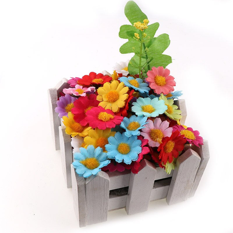 Thumbnail: 100pc/Lot  2.5cm Mini Daisy Decorative Flower Artificial Silk Flowers Party