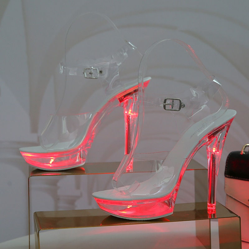 Thumbnail: Light Up Glowing  Luminous Clear Sandals  Platform  LED 13cm High Heel
