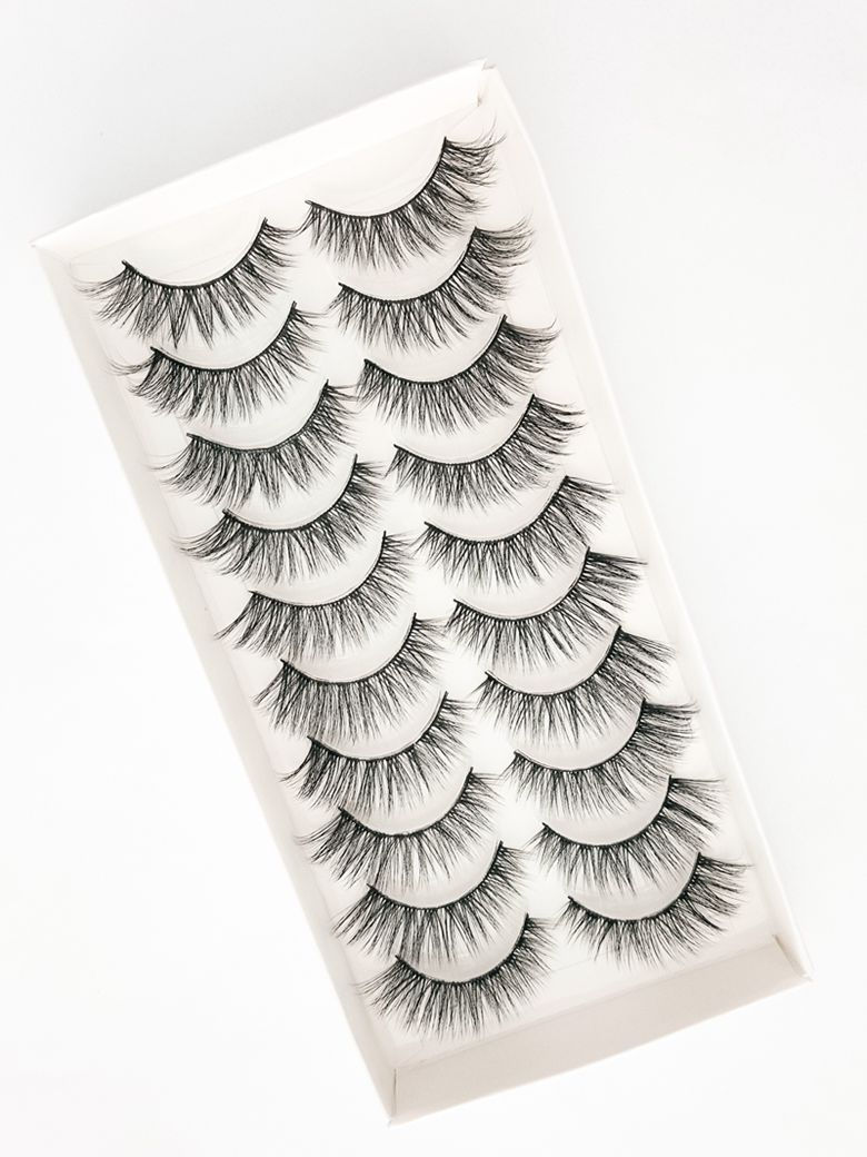 Thumbnail: 5/10 Pairs Natural False Eyelashes Fake Lashes Long Makeup 3d Mink Lashes