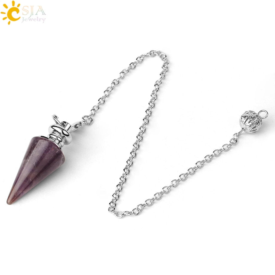 Thumbnail: Conical Pendulum Natural Stone Taper Pendulums Silver Color