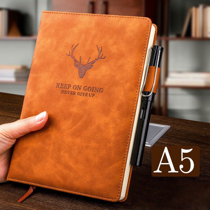 Thumbnail: 360 Pages Super Thick Wax Sense Leather A5 Journal Notebook Daily