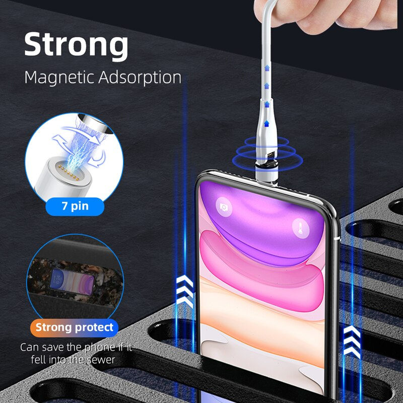 Thumbnail: Magnetic Charger for iPhone Magnetic USB Cable for Samsung Huawei Xiaomi