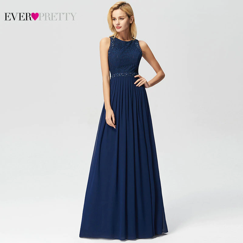 Thumbnail: Long Evening  Ever Pretty Elegant Beading a Line Pleated Chiffon Lace Formal