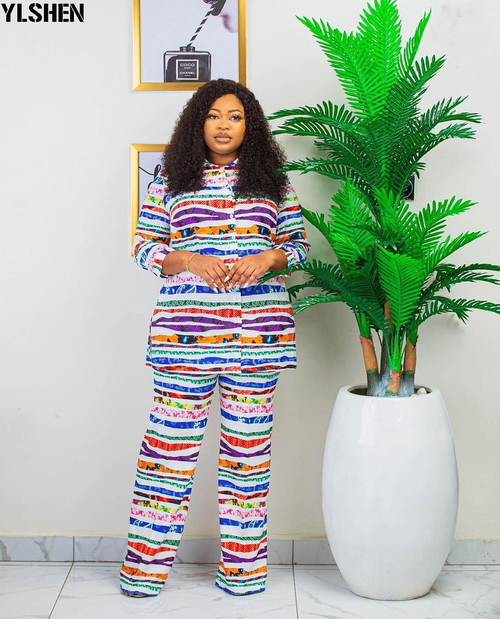Thumbnail: Two 2 Piece Set African Clothes Africa 2020 Dashiki Split Print African Dresses